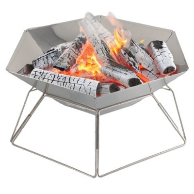 Image showing  20 in. Stainless Steel Portable Folding Charcoal BBQ Grill and Outdoor Fire Pit with Carry Bag