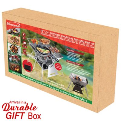 Image showing  14 in. x 14 in. Stainless Steel Portable Folding Charcoal BBQ Grill and Outdoor Fire Pit with Carry Bag