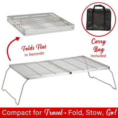 Image showing  25 in. x 17 in. Heavy-Duty Stainless Steel Portable Folding Campfire Grill with Carry Bag