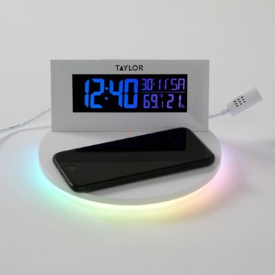 Image showing  Digital Indoor Weather Station with Mood Light and Wireless Charging Pad