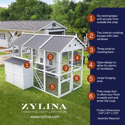 Image showing 8 th Zylina Modern Countryside Chicken Coop With Poultry Pen & Coop Connection