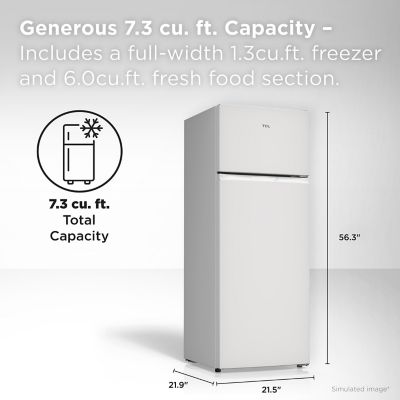Image showing  7.3 cu. ft. Double Door Refrigerator with Freezer, White
