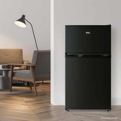 Image showing 9 th TCL 3.1 cu. ft. Double Door Refrigerator with Freezer, Black