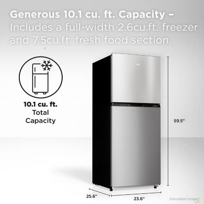 Image showing  10.1 cu. ft. Double Door Refrigerator with Freezer, Silver
