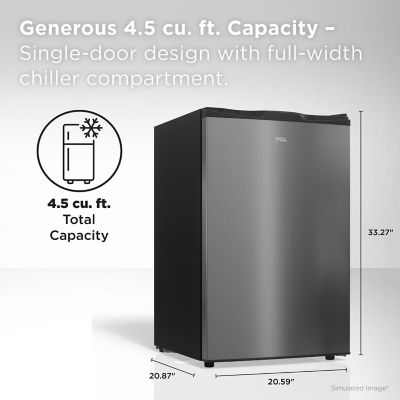 Image showing  4.5 cu. ft. Compact Single Door Refrigerator without Freezer, Silver