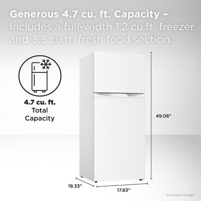 Image showing  4.7 cu. ft. Double Door Refrigerator with Freezer, White