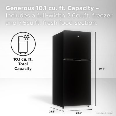 Image showing  10.1 cu. ft. Double Door Refrigerator with Freezer, Black