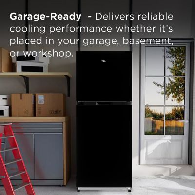 Image showing  10.1 cu. ft. Double Door Refrigerator with Freezer, Black