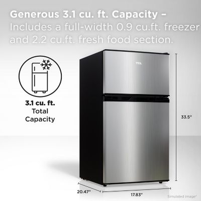 Image showing  3.1 cu. ft. Double Door Refrigerator with Freezer, Silver