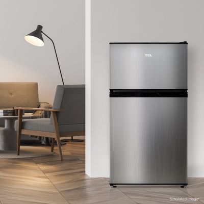Image showing 9 th TCL 3.1 cu. ft. Double Door Refrigerator with Freezer, Silver