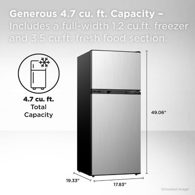 Image showing  4.7 cu. ft. Double Door Refrigerator with Freezer, Silver