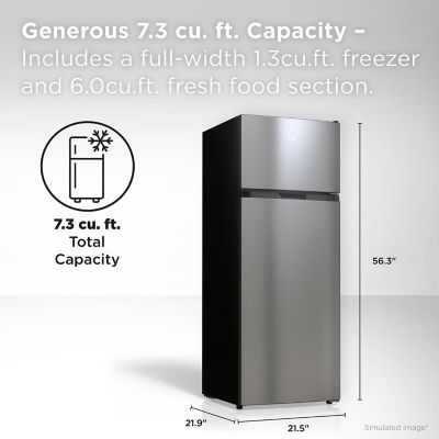 Image showing  7.3 cu. ft. Double Door Refrigerator with Freezer, Silver