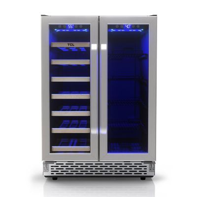 TCL 24 in. Dual Zone 20 Wine Bottles and 78 Cans Beverage & Wine Cooler