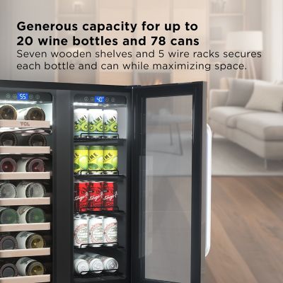 Image showing  24 in. Dual Zone 20 Wine Bottles and 78 Cans Beverage & Wine Cooler