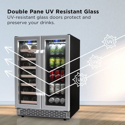 Image showing  24 in. Dual Zone 20 Wine Bottles and 78 Cans Beverage & Wine Cooler