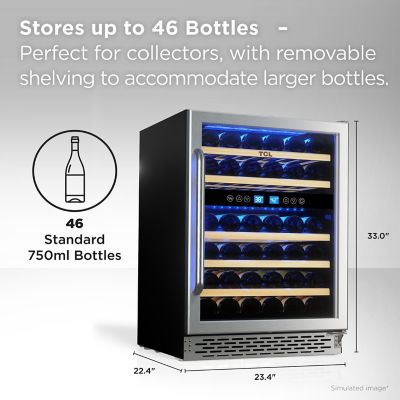 Image showing  24 in. Single Zone 46 Wine Bottles Beverage & Wine Cooler