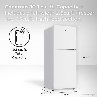 Image showing  10.1 cu. ft. Double Door Refrigerator with Freezer, White