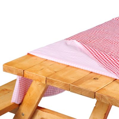 Image showing  Red and White Checkered Tablecloth, With Bench Covers, 9155