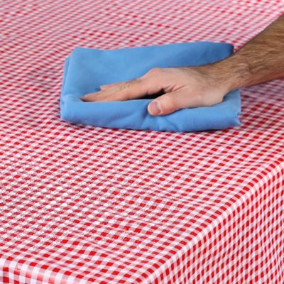 Image showing  Red and White Checkered Tablecloth, With Bench Covers, 9155