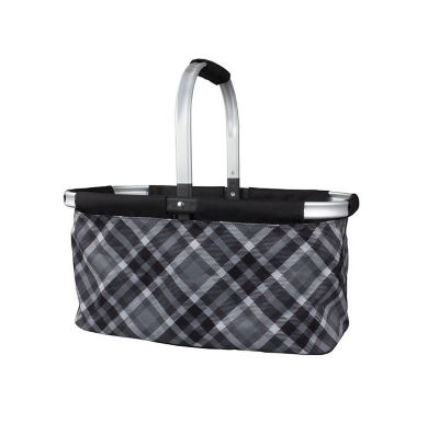 Camp Casual Gray Plaid Design Picnic Basket, CC-010GPB