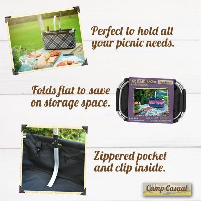 Image showing  Gray Plaid Design Picnic Basket, CC-010GPB