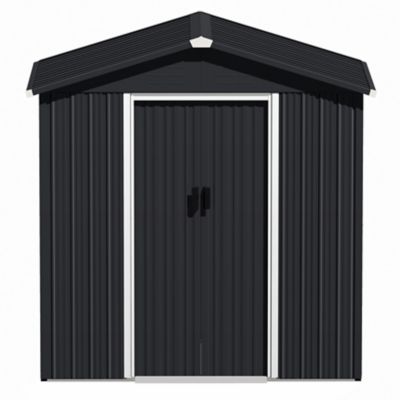 Image showing  6 x 4ft. Garden Shed Storage Tool Shed with Sliding Doors, Black
