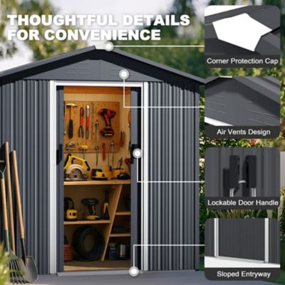 Image showing 5 th Nuu Garden 6 x 4ft. Garden Shed Storage Tool Shed with Sliding Doors, Black