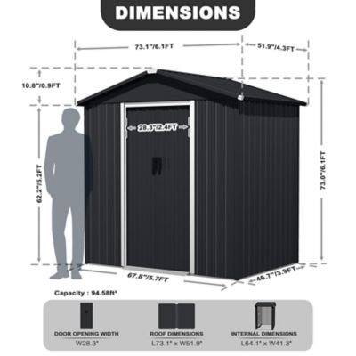 Image showing 6 th Nuu Garden 6 x 4ft. Garden Shed Storage Tool Shed with Sliding Doors, Black