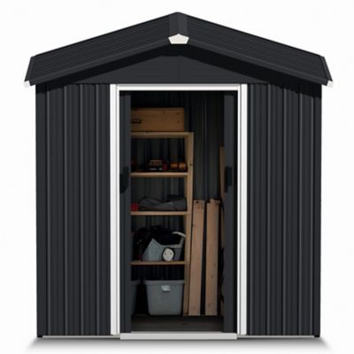 Image showing 9 th Nuu Garden 6 x 4ft. Garden Shed Storage Tool Shed with Sliding Doors, Black