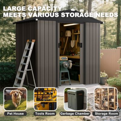 Image showing  6 x 4 ft. Garden Shed Storage Tool Shed with Sliding Doors