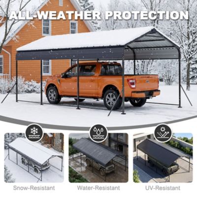 Image showing 5 th Nuu Garden 10 x 15ft. Metal Carport Garage with Canopy and Shelter, Windproof Ground Anchors and Reinforced Frame