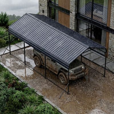 Image showing 8 th Nuu Garden 10 x 15ft. Metal Carport Garage with Canopy and Shelter, Windproof Ground Anchors and Reinforced Frame