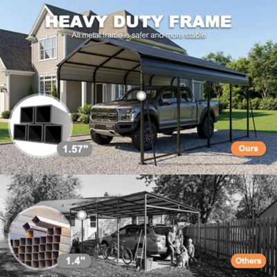 Image showing 6 th Nuu Garden 12 x 20ft. Metal Carport Garage with Canopy and Shelter, Windproof Ground Anchors and Reinforced Frame