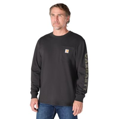 Carhartt Men's Loose Fit Long-Sleeve Pocket Sleeve Logo Graphic T-Shirt