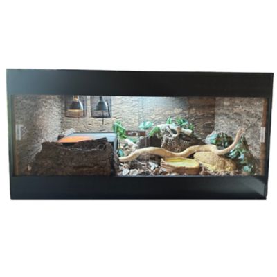 Reptile Kages 4 x 2 x 2 ft. Premium PVC Reptile Enclosure Black with 9 in Square Top Screen and Side Vents