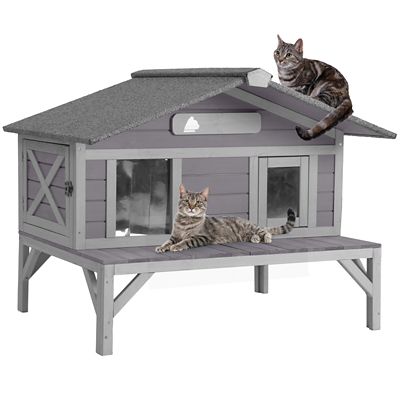 Aivituvin Wooden Cat House for Feral Cats
