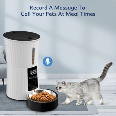 PATPET Timed Automatic Dog & Cat Feeder with 10s Voice Recorder, 4-L, White