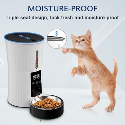 Image showing  Timed Automatic Dog & Cat Feeder with 10s Voice Recorder, 4-L, White