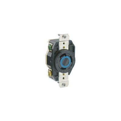 Leviton 30A-250V Single Flush Locking Receptacle 2 Pole 3 Wire, Black