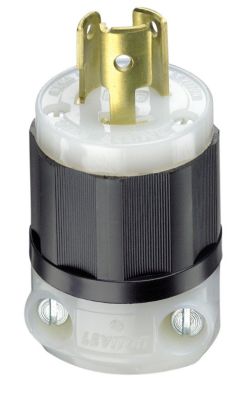 Leviton 15 A, 125V Locking Nylon Plug, 2 Pole, 3 Wire, Black and White