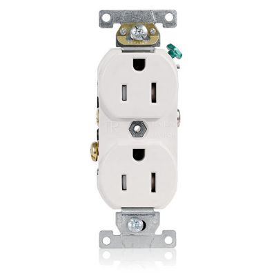 Leviton Commercial 15A-125V Tamper Resistant Grounding Outlet Back and Side Wired 10 pk., White