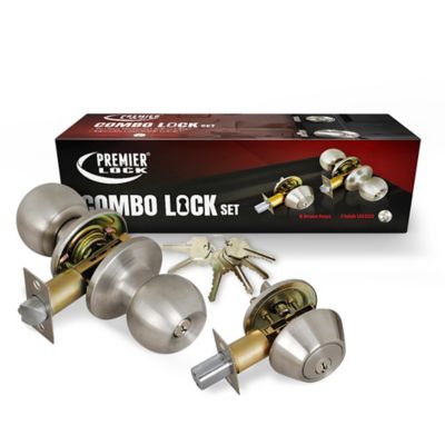 Grip Tight Tools Solid Brass Entry Lock Set Door Knob and Deadbolt with 36 KW1 Keys, 6 pk., Keyed Alike