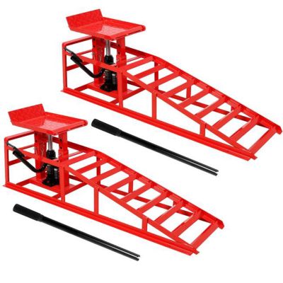 TMB 5 Ton Hydraulic Ramps with Pedal, 2 pk., Red
