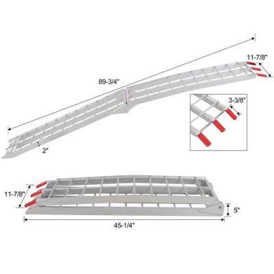 Image showing 9 th TMB 7.5 ft. Aluminum Loading Ramps, 1500 lb. Capacity Per Pair, Silver