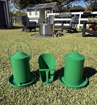 Image showing 7 th Zylina Powder Coated Metal Waterer 1 gal., Green