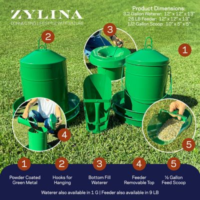Image showing  Powder Coated Metal Waterer 3.2 gal., Green