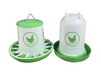 Zylina Chicken Waterer 3.7 gal., Feeder 26 lb. Combo, Green