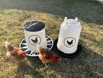 Image showing  Chicken Waterer 3.7 gal., Feeder 26 lb. Combo, Black