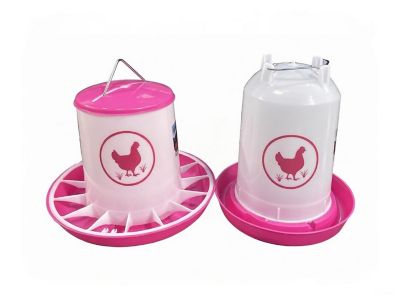 Zylina Chicken Waterer 3.7 gal., Feeder 26 lb. Combo, Fuchsia