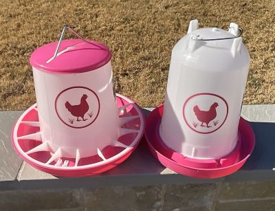 Image showing  Chicken Waterer 3.7 gal., Feeder 26 lb. Combo, Fuchsia